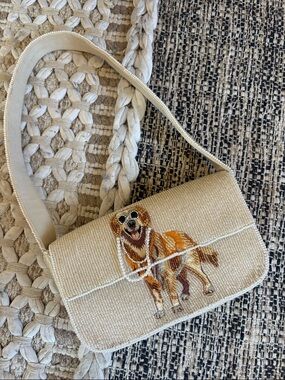Anthropologie Golden Retrieve Beaded Shoulder Bag